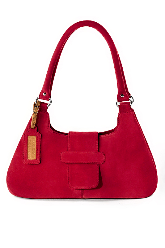 Cardinal red women's dress handbag, matching pumps and belts. Top view - Florence KOOIJMAN